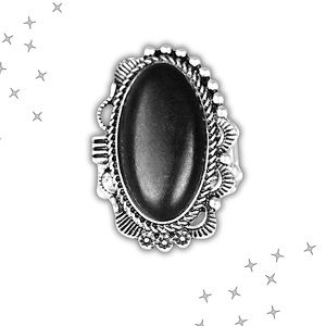 •Open Range Black Stone And Silver Ring•